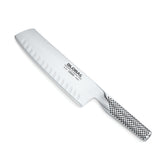 Global G81 7-inch hollow-ground knife top view for precise prep