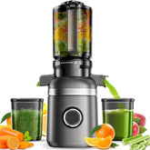 GlowWise cold press juicer wide feed chute enables whole-fruit juicing with less prep.