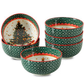 Glowworm Christmas tree design bowls, festive table setting for family meals