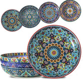Glowworm pasta bowls set of 4 with 42 oz capacity in Bohemian style for stylish dining