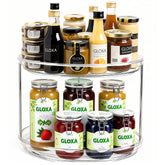 GLOXA 2-tier lazy Susan spice rack with clear visibility for easy jar access