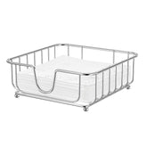 GMFINE napkin holder in black, front view, showing a sleek, space-saving table organizer.