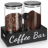 GMISUN 50oz glass coffee canister with bamboo lid keeps beans fresh on the counter