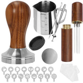 Gmnuiy 51mm coffee tamper with wooden handle for even tamping and extraction.
