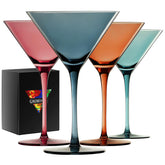 Gnimihz colored martini glasses 4-pack front view, ideal for vibrant table settings.