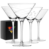 Gnimihz etched martini glasses set of 4 with 9 oz capacity for elegant serving