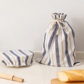 GobiSea linen bread bag with striped closure keeps sourdough fresh