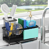 Godboat sponge holder on kitchen sink keeps sponges dry and accessible