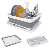 Goderewild collapsible dish rack with drainboard drying dishes neatly