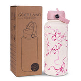 Goetland Ribbon water bottle 32oz with straw lid showing wide mouth for easy filling.