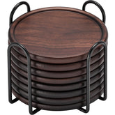 Goh Dodd walnut wood coaster set with natural grain for elegant table protection.