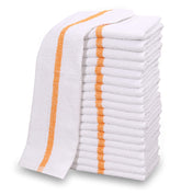 Gold Textiles 12pc cotton blend bar mop towels in white 16x19 absorb spills efficiently.