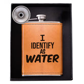 Golden Rain 8oz leather flask with funnel for mess-free filling.