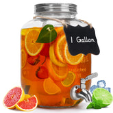 Goldfishwa one-gallon glass dispenser with lid for fresh beverages at parties