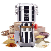 Goldtouch 750g grain mill front view showcasing compact home-friendly design