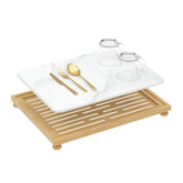 Golener stone drying mat on a marble-white kitchen counter for fast air-drying.