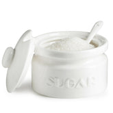 Gomakren sugar bowl with lid and spoon on a coffee bar keeps sugar fresh and dust-free.