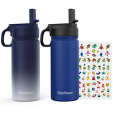 Gonfoam kids water bottle sapphire gray front view for school hydration on the go