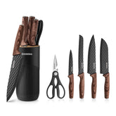 GOODA kitchen knife block with a gleaming blade set highlights organized storage and accessibility.