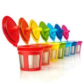 GoodCups seven-color reusable K-Cups set for Keurig enables flavor variety for guests.