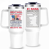 Gooddooes Nana 40oz tumbler with quote keeps drinks at the perfect temperature