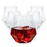 Goodluck diamond-stemless wine glass in clear plastic for easy cleanup