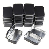 Goodma 20-piece rectangular hinged tin box closed, black finish for organized storage.