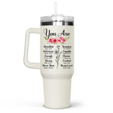 GOOLERY 40oz tumbler with handle in front view for daily use