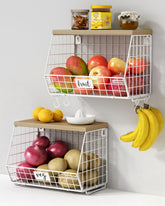 Goozii white fruit basket on counter offering easy access and organization.