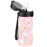 GOPPUS Kids Water Bottle with straw lid 14oz for easy school hydration