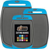 GORILLA GRIP Aqua Gray cutting board large top view, durable nonporous surface for easy chopping.
