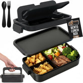 GORILLA GRIP three-compartment bento is BPA-free and leakproof for on-the-go meals.
