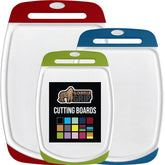 Gorilla Grip cutting-board set in red, blue, and green for versatile meal prep.