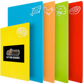 GORILLA GRIP five-piece cutting board set with large mats for versatile meal prep efficiency