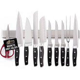 GORILLA GRIP knife holder on wall with 24-inch steel bar keeps knives organized.