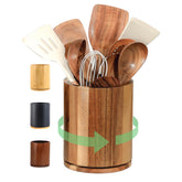 Gorsent wooden utensil holder with 360° rotation for easy access
