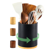 Gorsent 360° rotating wooden utensil holder for easy access