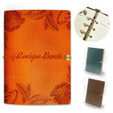 GoShambar blank recipe book orange leather cover for organized family recipes.