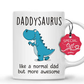 Gossby DADDYSAURUS mug front view, ideal daily coffee companion for dad