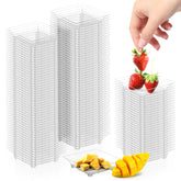 GothaBach 200 Pcs mini dessert plates in clear plastic for elegant, mess-free servings.