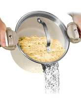 Gotham Steel 5qt pasta pot with strainer lid for quick, mess-free draining