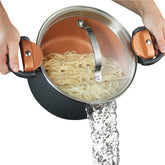 Gotham Steel 5 Quart Stock Pot with Strainer Lid for quick pasta draining