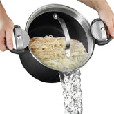 Gotham Steel 5 qt stock pot with strainer lid for easy pasta draining