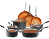 Gotham Steel Pro 13pc complete set showing durable hard anodized construction and nonstick performance.
