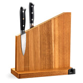Gourmetop magnetic knife holder with built-in sharpener showing strong blade grip and convenience.