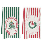 GOVGRTB red and green Christmas tree towels set of 2 for festive kitchen decor.