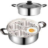GOVNPJ egg poacher pan with glass lid and four cups for poached eggs.