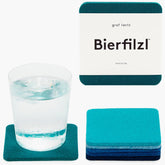 Graf Lantz Bierfilzl Ocean coasters top view protects surfaces with merino wool elegance