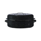 Granite Ware 19-inch oval roaster front view showing generous capacity for poultry and vegetables.