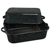 Granite Ware 21-inch covered rectangular roaster top view, spacious capacity for large meals.